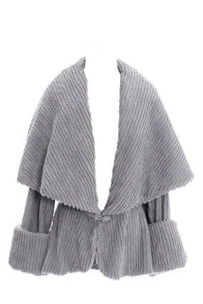 RESERVED // 1980s Norma Kamali Gray Chenille Shawl Collar Jacket w/ Peplum