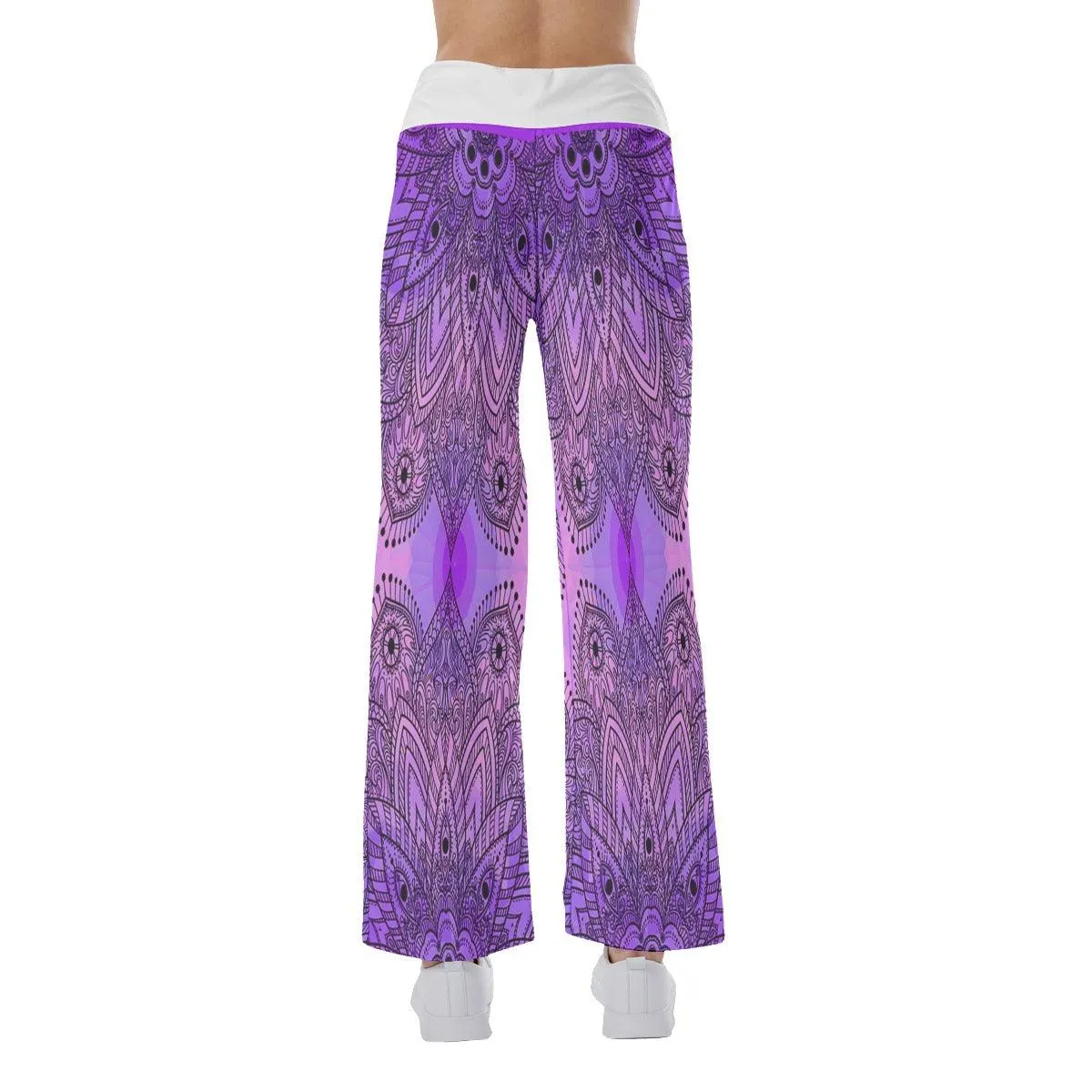 Violet Skull Mandala High-waisted Wide Leg Pants