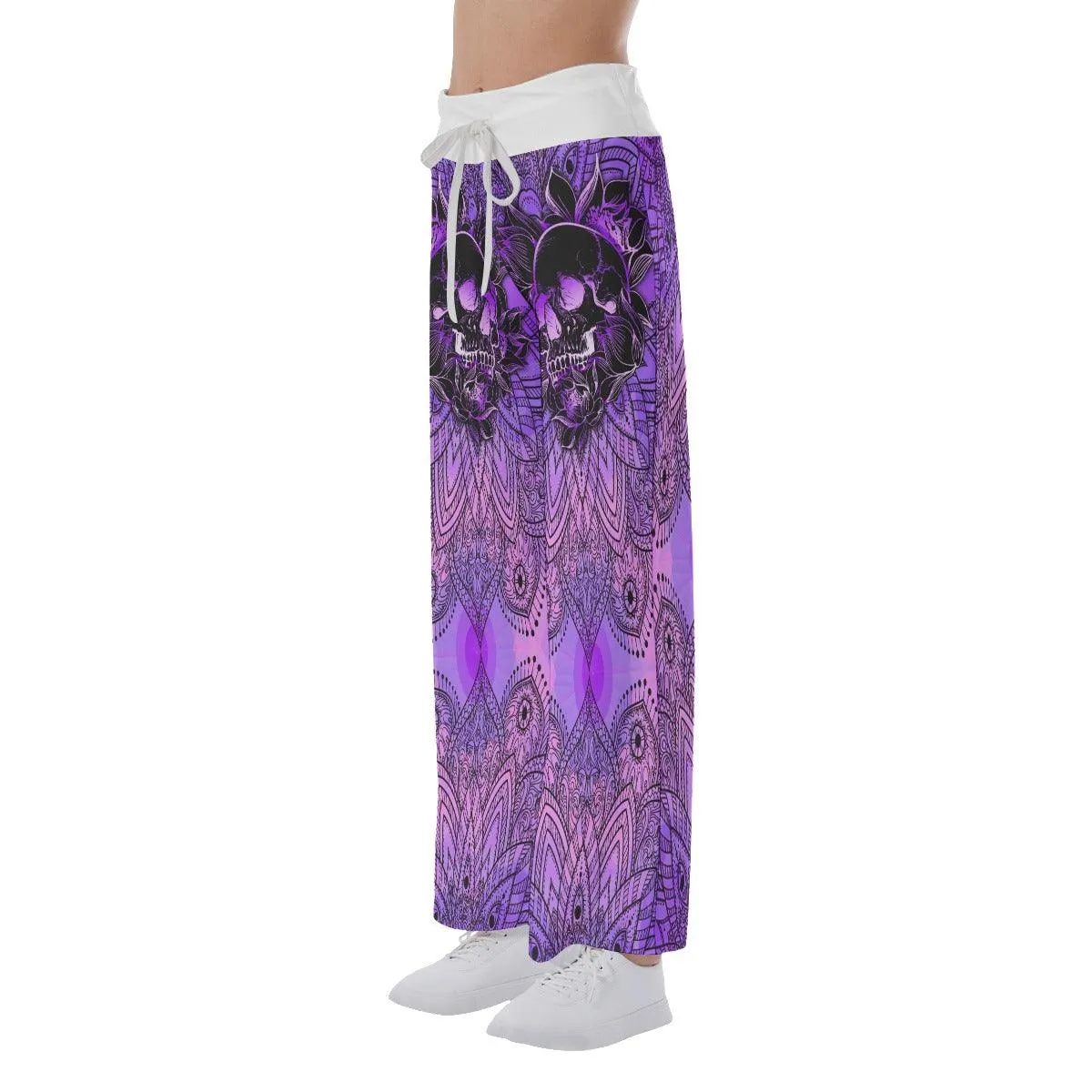 Violet Skull Mandala High-waisted Wide Leg Pants