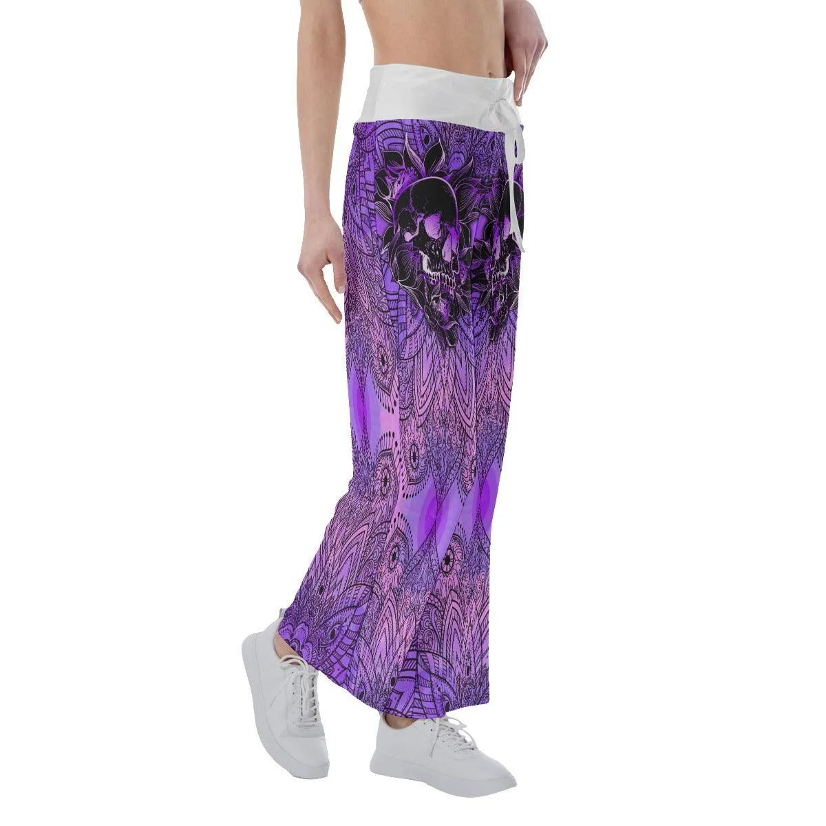 Violet Skull Mandala High-waisted Wide Leg Pants