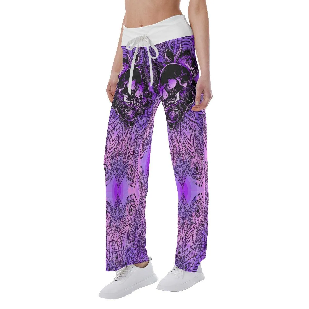 Violet Skull Mandala High-waisted Wide Leg Pants