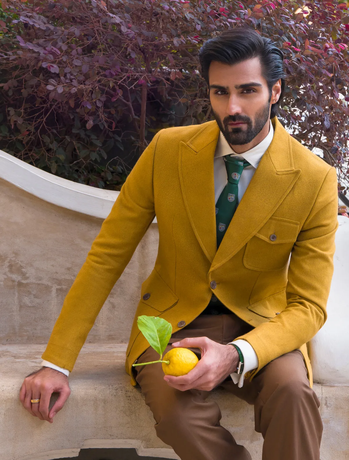 YELLOW CLASSIC TWO BUTTONS JACKET