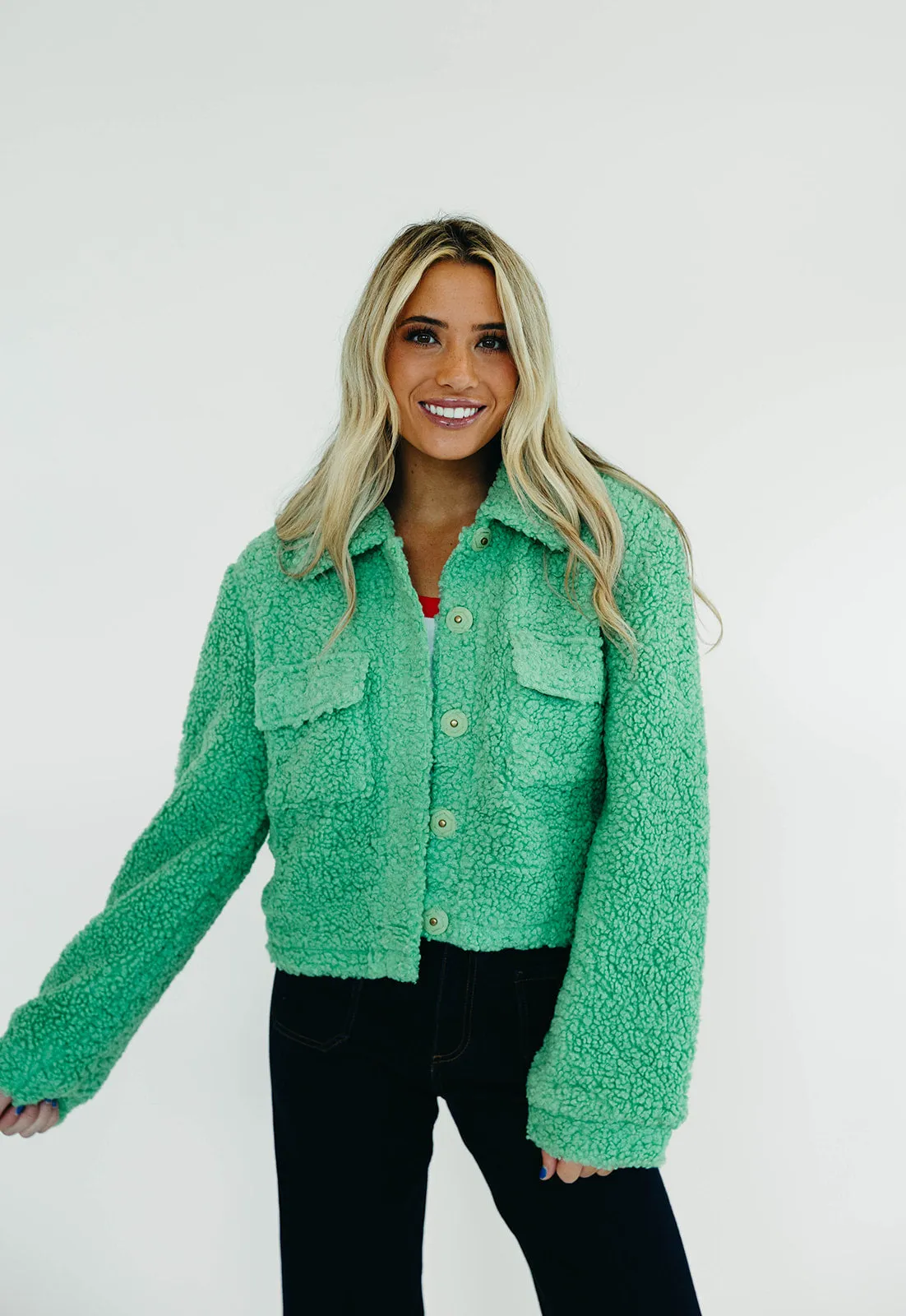 Zariza Teddy Jacket - Spring Green